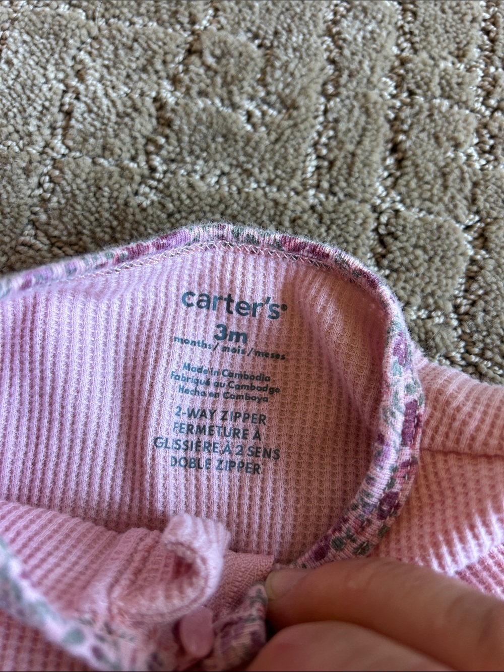 Carter's Light Pink Ribbed Footed One-Piece - Picture 5 of 5